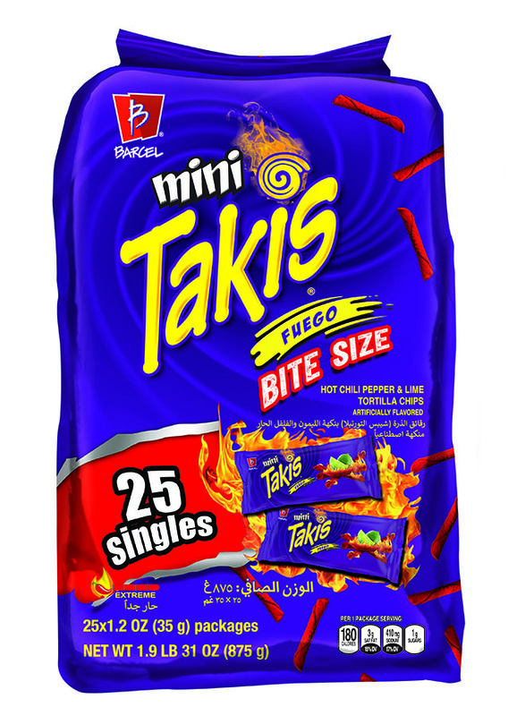 Takis Fuego Mini Pepper Lime, 5 packets x 25 pcs (1.2 oz mini bags) per carton, (125 pcs. total)