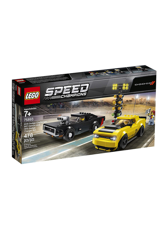 

Lego 75893 Speed Champions 2018 Dodge Challenger SRT Demon & 1970 Charger R/T Model Building Set, 478 Pieces, Ages 7+