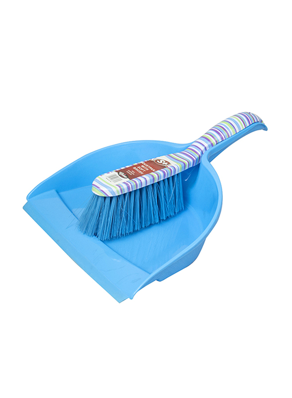 

S+ Dust Pan Set with Soft Brush, Blue