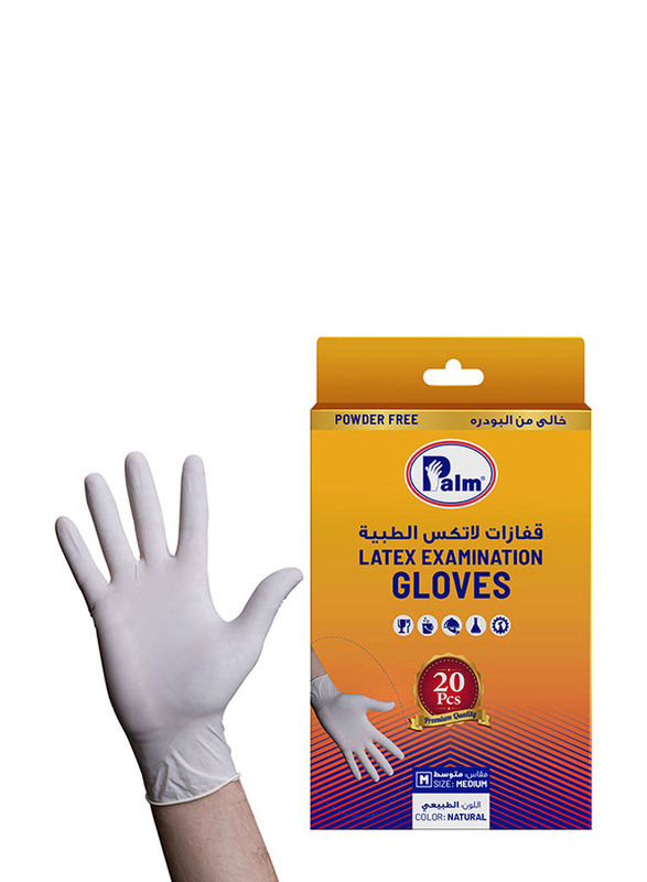 

Palm Disposable Latex Powder Free Gloves, Medium, 20 Piece, Clear