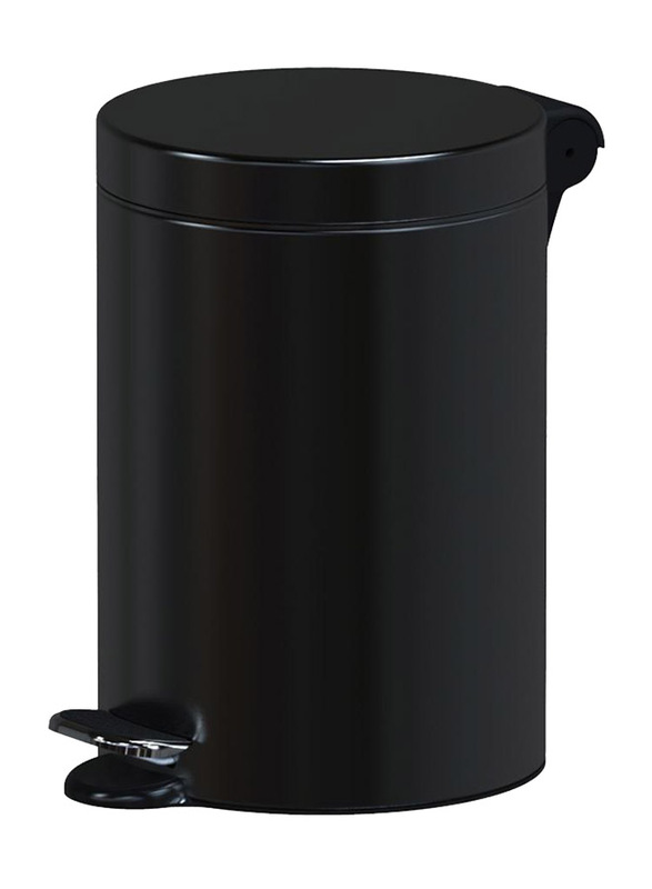 

Alda Hotel Safe Round Pedal Trash Bin, 5 Liters, Black