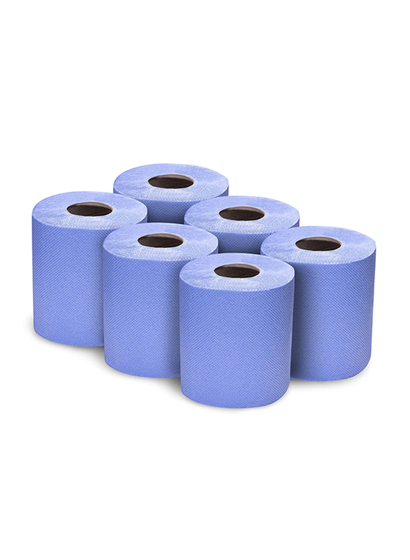 

C&H Maxi Pull Hand Towel Centre Feed Roll, 6 Rolls, Blue