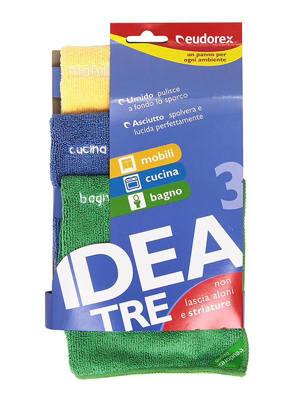 

Eudorex Idea 3 Microfiber Multipurpose Cleaning Cloth Set, Multicolour, 3 Pieces
