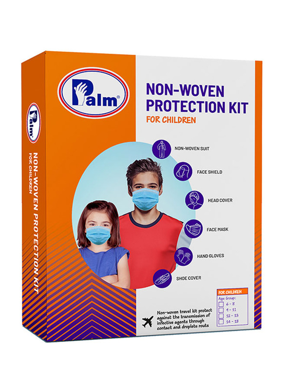 

Palm Disposable PPE Kit for Kids, White, 12 to 13 Years