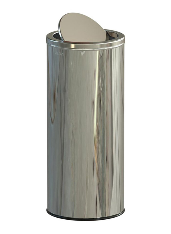 

Alda Stainless Steel Gloss Swing Trash Bins with Lid, 45 Liters, Silver