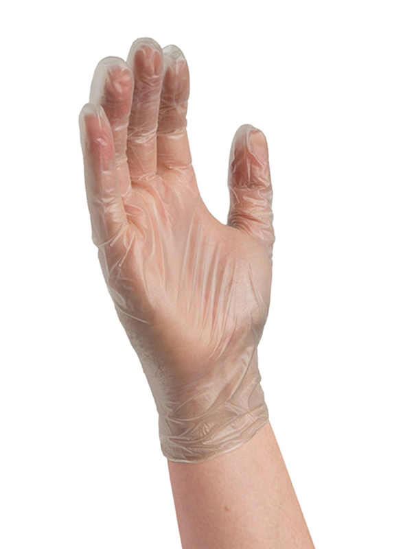 

Palm Disposable Vinyl Powder Free Gloves, Medium, 100 Piece, Clear