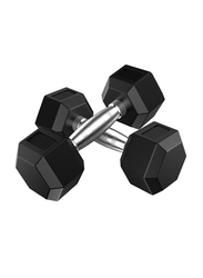 Hex Rubber Dumbbells Set, 2 x 20KG, Black