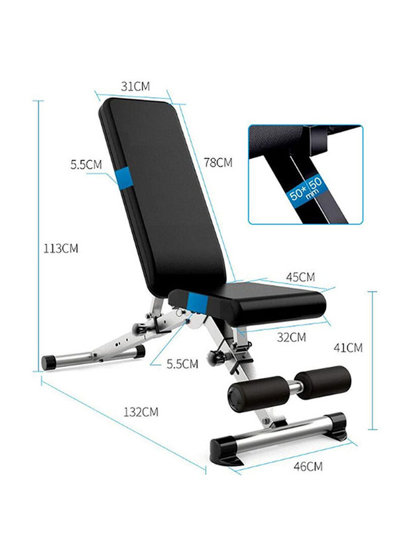 Miracle Fitness Ergonomic Multi-Angle Adjustable Weight Bench, Black