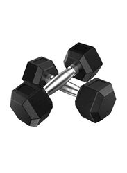 Miracle Fitness Hex Rubber Dumbbells Set, 2 x 5KG, Black