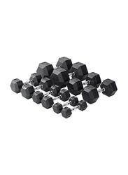 Miracle Fitness Rubber Hex Dumbbells Set, 2 x 25KG, Black