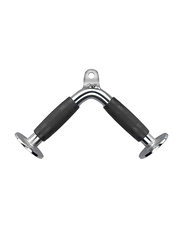 Miracle Fitness Rubber Handgrips Tricep V-Bar Cable Machine Attachments, Steel Lat Pull-Down Bar, Black/Silver