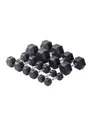 Miracle Fitness Rubber Hex Dumbbells Set, 2 x 2.5KG, Black