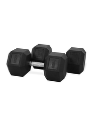 Miracle Fitness Rubber Hex Dumbbells Set, 2 x 50KG, Silver/Black