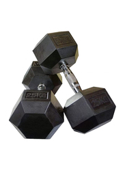 Miracle Fitness Rubber Hex Dumbbells Set, 2 x 25KG, Black