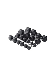 Miracle Fitness Rubber Hex Dumbbells Set, 2 x 32.5KG, Black