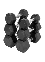Miracle Fitness Rubber Hex Dumbbells Set, 2 x 50KG, Black
