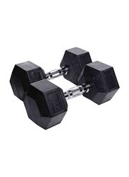 Miracle Fitness Rubber Hex Dumbbells Set, 2 x 22.5KG, Black