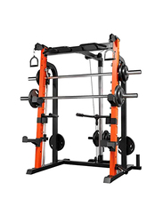 Miracle Fitness Smith Machine with Squat Rack, Black/Orange
