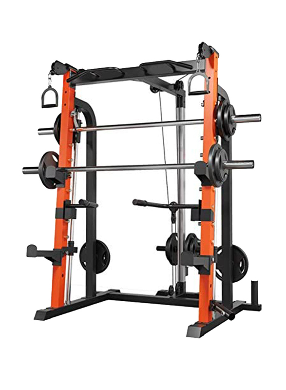 

Miracle Fitness Smith Machine with Squat Rack, Black/Orange