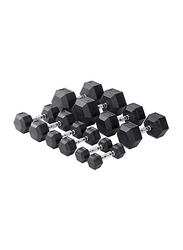 Miracle Fitness Rubber Hex Dumbbells Set, 2 x 10KG, Black