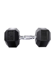 Dumbbells Hex Rubberized Knurled Handle Single Dumbbells, 27.5KG, Black