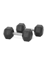 Nextgen Rubber Ergonomic Metal Dumbbells Set, 2 x 12.5KG, Black/Silver
