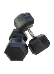 Miracle Fitness Rubber Hex Dumbbells Set, 2 x 45KG, Black