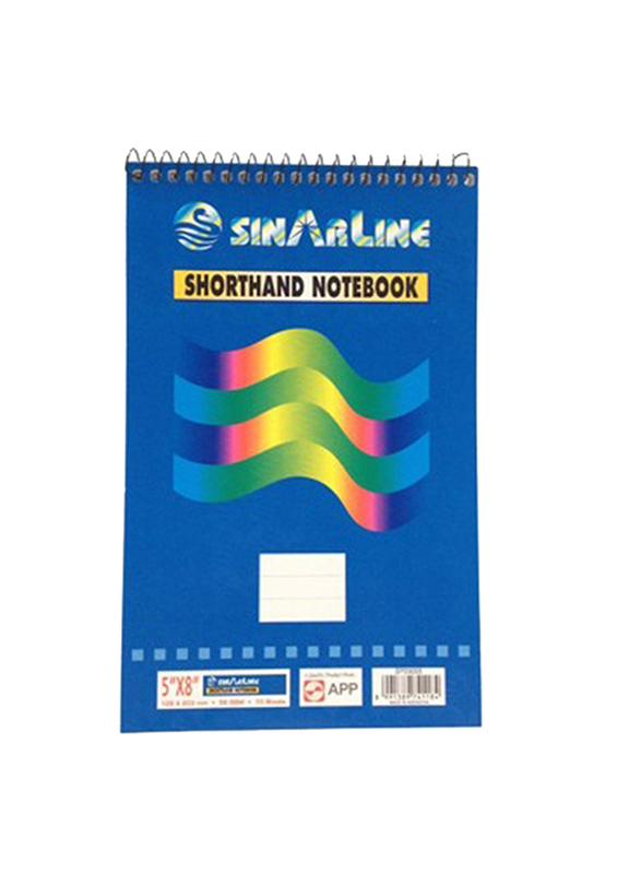 Sinarline Spiral Shorthand Pad, A5, 56gsm, 5" x 8", 70 sheets, Line Ruled 1 Piece