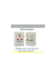Terminator 3 Sockets Universal Multi Adaptor One 3 Pin and Two 2 Pin with 3 Pin Flat and 13A Plug and CE Approved, White