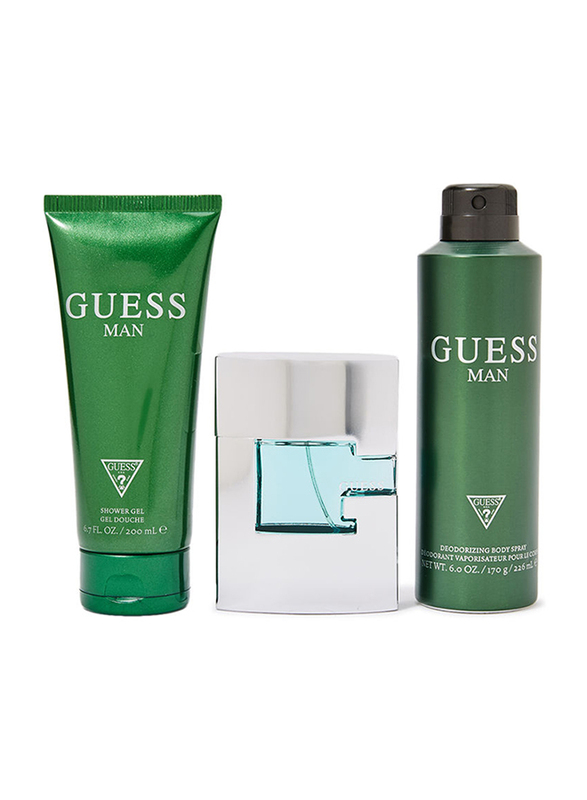 

Guess 3-Piece Green Gift Set for Men, 75ml EDT Perfume, 200ml Shower Gel, 226ml Body Spray