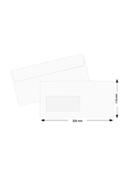 Hispapel Peel & Seal Envelopes with Left Window, 90GSM, 115 x 225mm, 50 Pieces, White