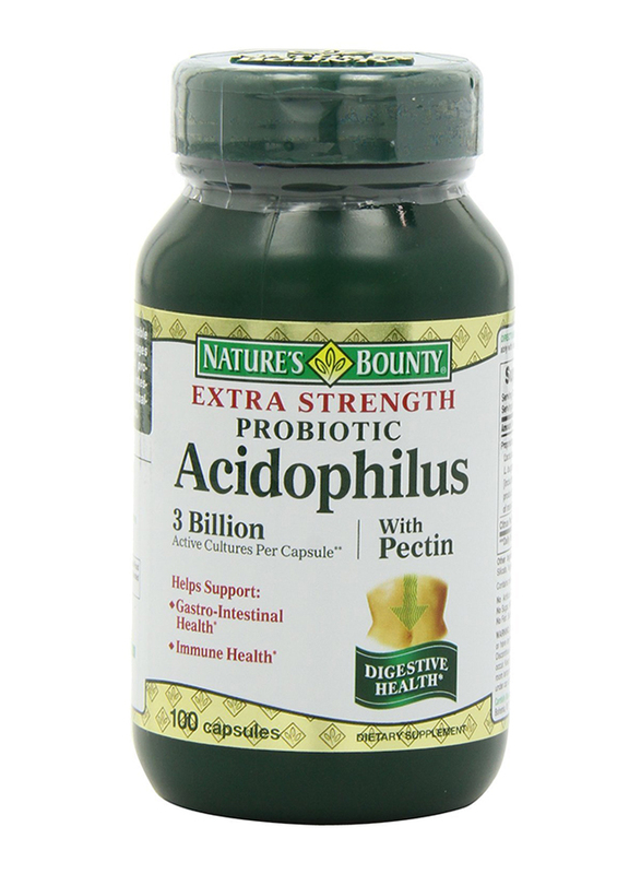 

Nature's Bounty Extra Strength Probiotic Acidophilus with Pectin Dietary Supplements, 100 Capsules