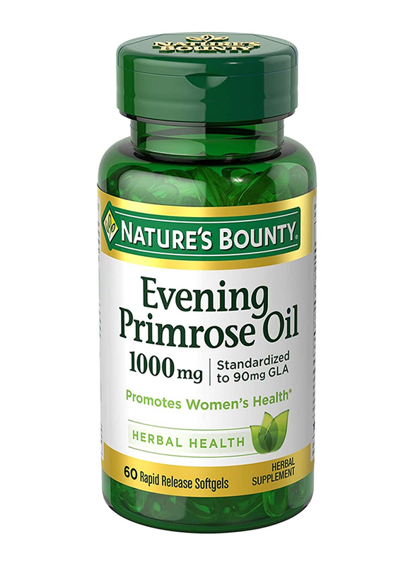 Nature's Bounty Evening Primrose Oil Herbal Supplement, 1000mg, 60 Softgels