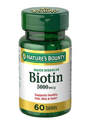 Nature's Bounty Quick Dissolve Biotin Vitamin Supplement, 5000mcg, 60 Tablets