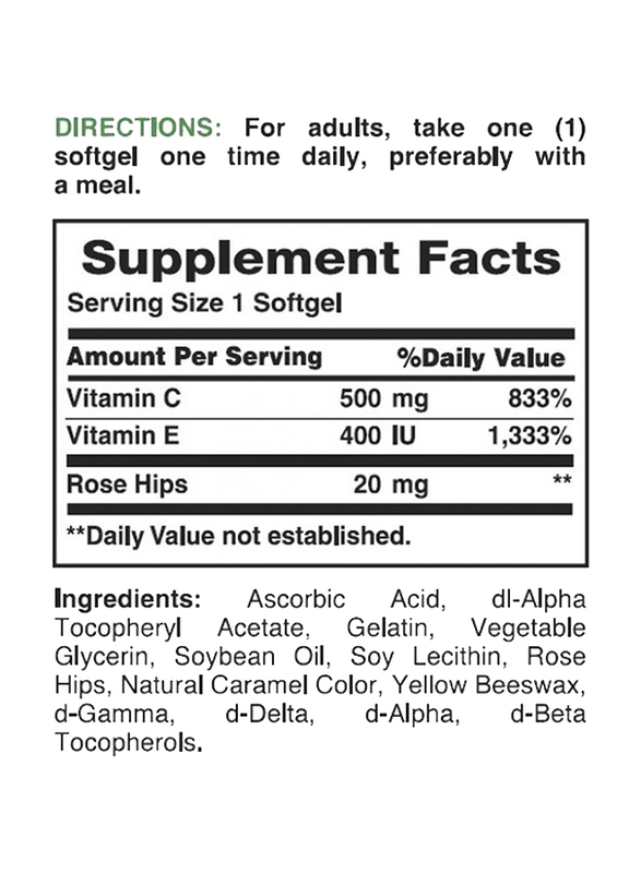 Nature's Bounty Vitamin C-500mg & E-400 IU, 50 Softgels