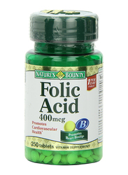 Nature's Bounty Folic Acid Vitamin Supplement, 400mcg, 250 Tablets