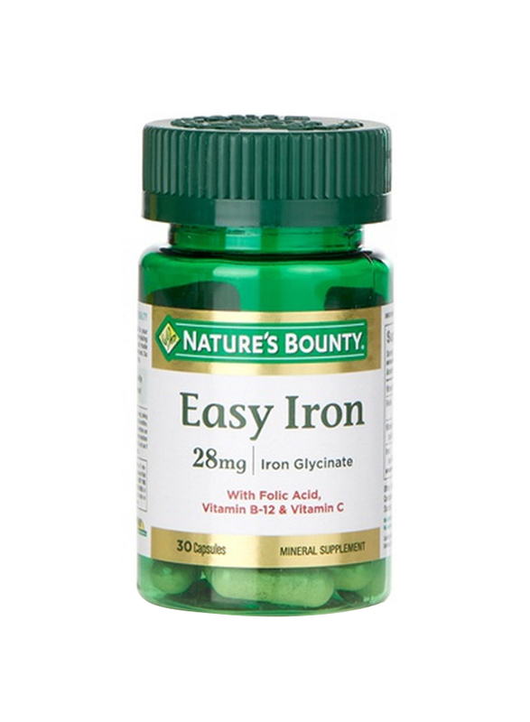 Nature's Bounty Easy Iron Mineral Supplement, 28mg, 30 Capsules