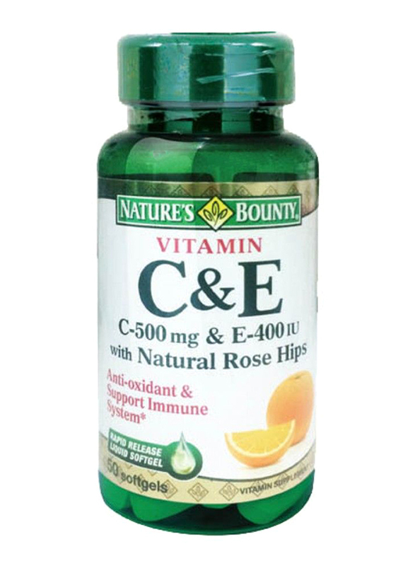 Nature's Bounty Vitamin C-500mg & E-400 IU, 50 Softgels