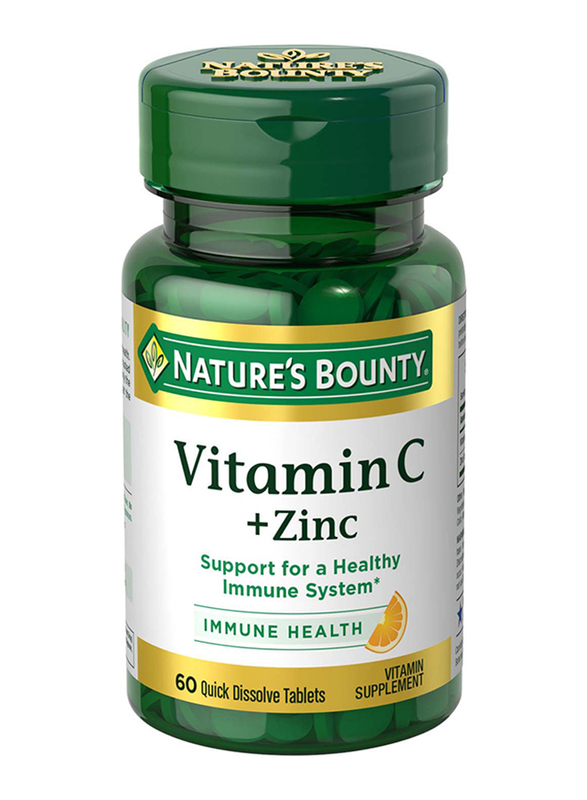 Nature's Bounty Vitamin C + Zinc Quick Dissolve Tablets, 60 Tablets
