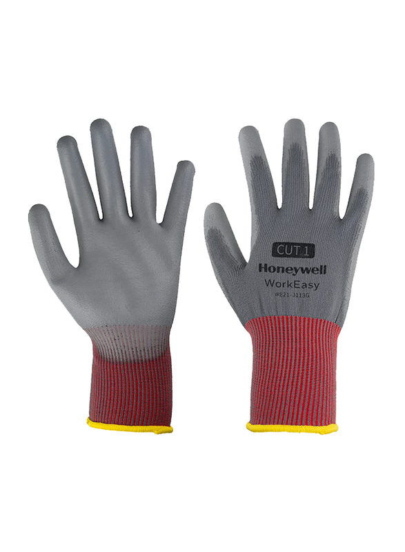 Honeywell Workeasy 13G Mechanical & Cut Resistance Hand Protection PU Gloves, WE21-3113-G8M, Grey, Medium