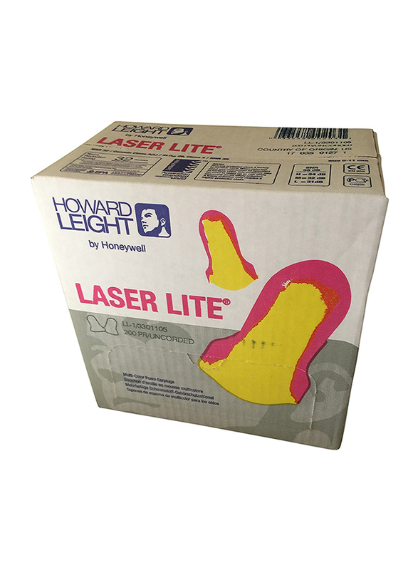 Honeywell Laser Lite High Visibility Disposable Foam Earplugs for Ear Protection, 3301105, Multicolour, 400 Pieces
