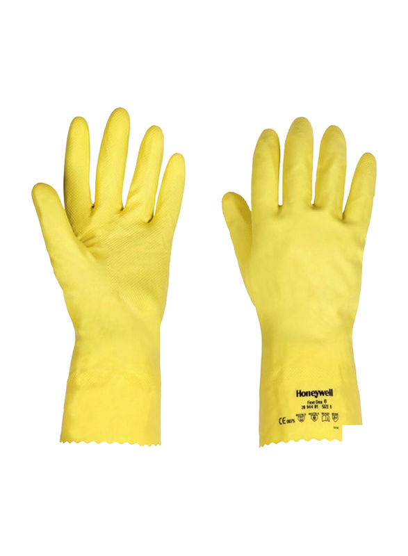 Honeywell Finedex Reusable Long Cuff Latex Gloves, 209440-108, Yellow, Medium
