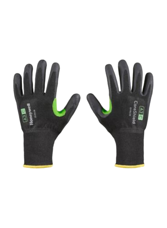 Honeywell Workeasy Microfoam Nitrile Coated Cut Level A3/C Protective Gloves, 23-0513-B9, Black, Large