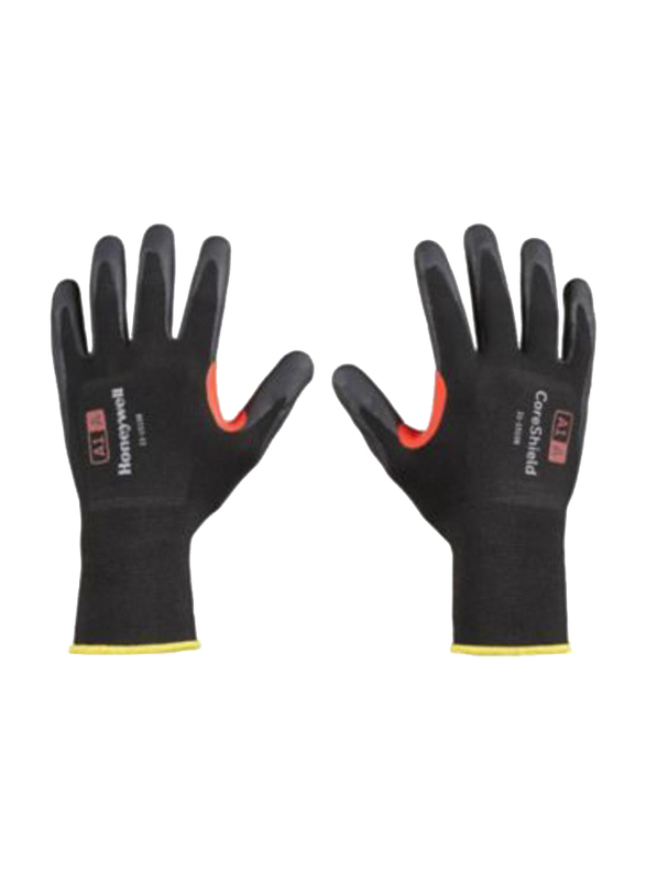 Honeywell Microfoam Nitrile Coating 15 Gauge Nylon Ansi Cut Level A1 Safety Gloves, 21-1515-B10, Black, X-Large
