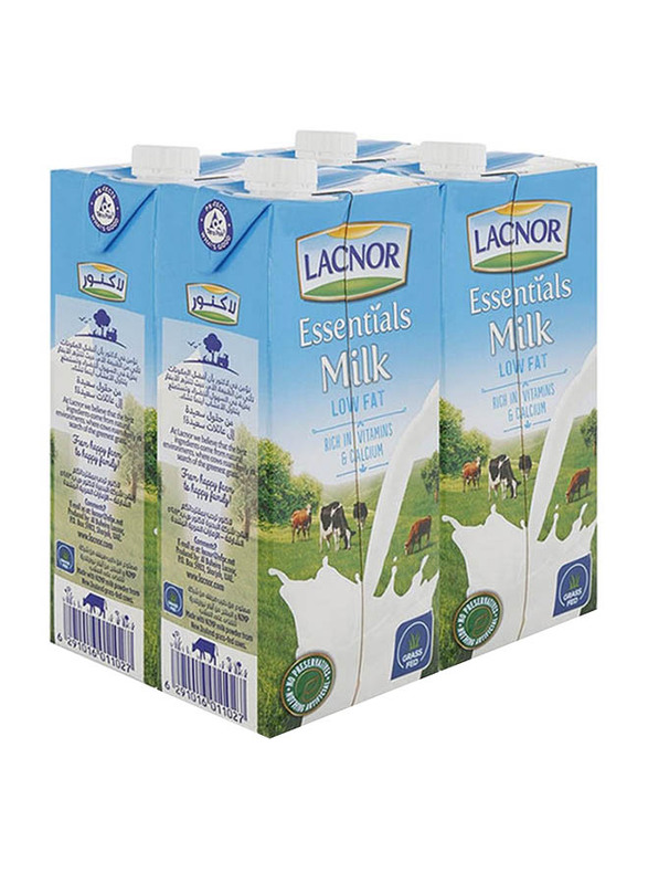 Lacnor Long Life Liquid Essentials Milk, 4 Box x 1 Liter