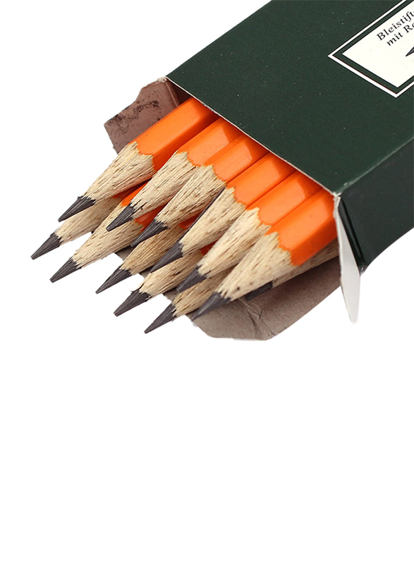 Faber-Castell Bonanza 1320 Drawing Pencils School with Eraser for Professionals, (HB/2B/B), Orange