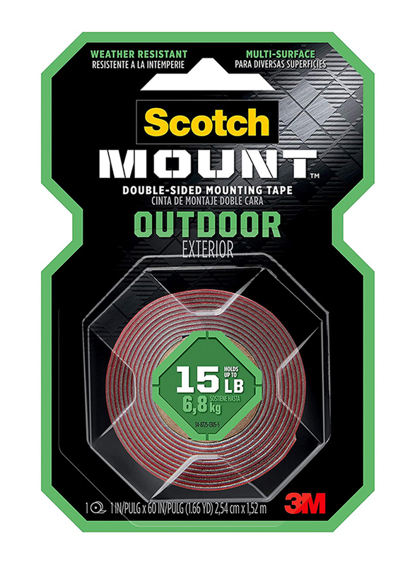 Scotch Mount Outdoor Double Sided Mounting Tape, Red