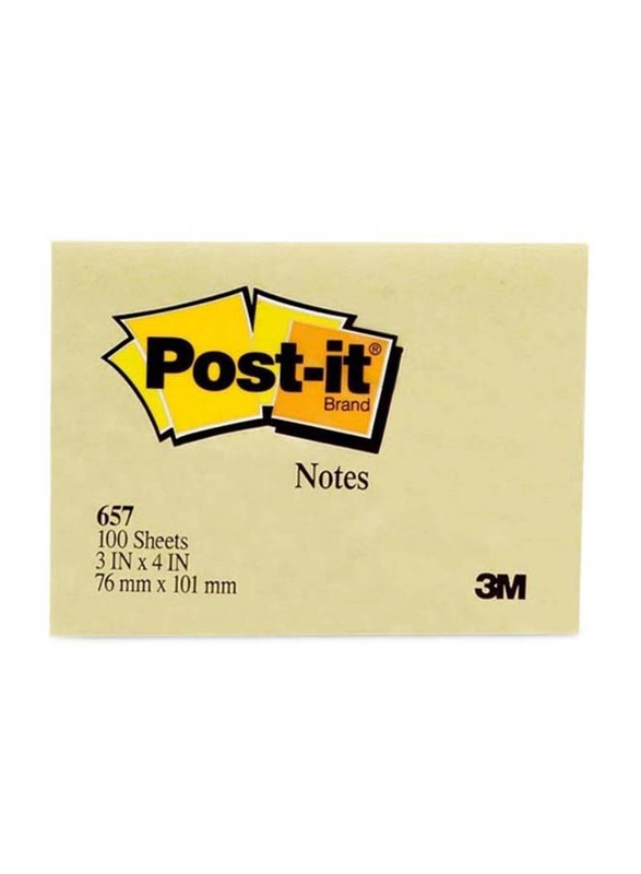 

3M Post-it 657 Sticky Notes, 76 x 101mm, 100 Sheets, Yellow