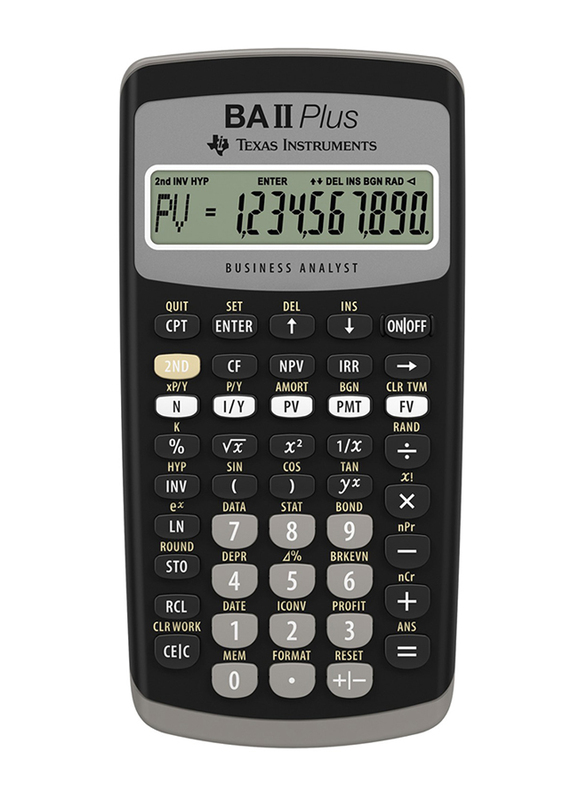 

Texas Instruments BAII Plus Financial Calculator, Grey/Black