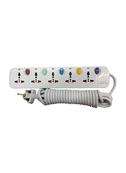 Veto 5-Meter 5-Way Universal Power Extension Board, White